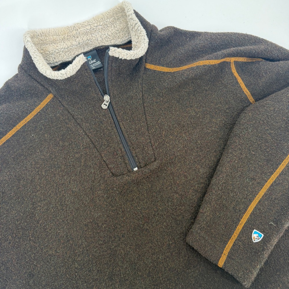Kuhl Interceptr 1/4 Zip Fleece Pullover Mens XL Brown Alfpaca Gold RN108846